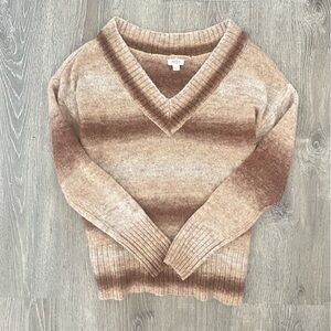 a.n.a V-Neck Sweater in Brown and Tan